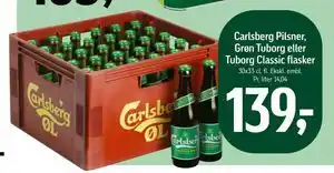 Carlsberg Pilsner, Grøn Tuborg eller Tuborg Classic flasker