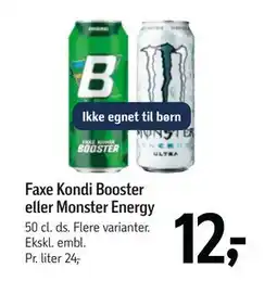 Føtex Faxe Kondi Booster eller Monster Energy tilbud