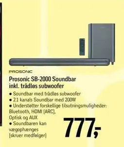 Føtex Prosonic SB-2000 Soundbar inkl. trådløs subwoofer tilbud