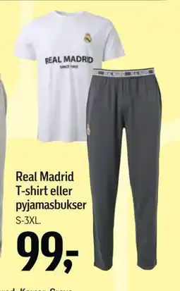 Føtex Real Madrid T-shirt eller pyjamasbukser tilbud