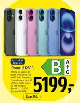 Føtex iPhone 16 128GB tilbud