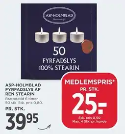 MENY ASP-HOLMBLAD FYRFADSLYS AF REN STEARIN tilbud