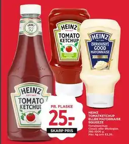 MENY HEINZ TOMATKETCHUP ELLER MAYONNAISE SQUEEZE tilbud