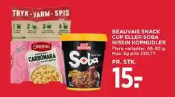 MENY BEAUVAIS SNACK CUP ELLER SOBA NISSIN KOPNUDLER tilbud