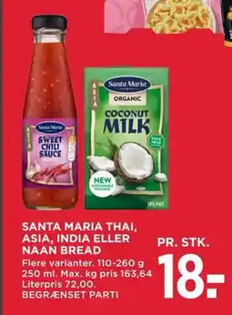 MENY SANTA MARIA THAI, ASIA, INDIA ELLER NAAN BREAD tilbud
