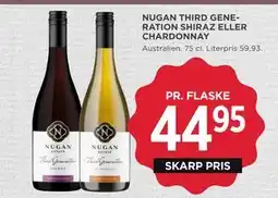 MENY NUGAN THIRD GENERATION SHIRAZ ELLER CHARDONNAY tilbud