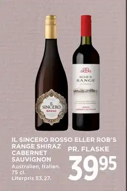 MENY IL SINCERO ROSSO ELLER ROB’S RANGE SHIRAZ CABERNET SAUVIGNON tilbud