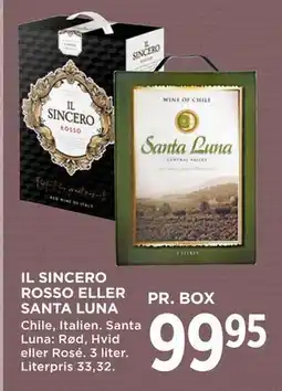 MENY IL SINCERO ROSSO ELLER SANTA LUNA tilbud