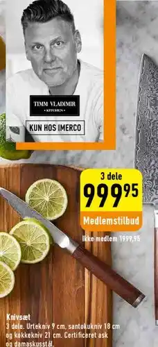 Imerco Knivsæt 3 dele tilbud