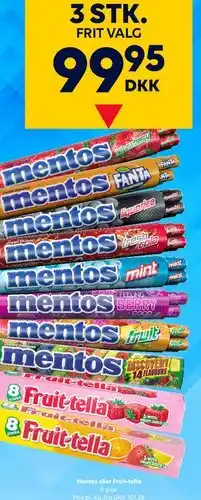 BorderShop Mentos / Fruit-tella - 3 stk. frit valg tilbud