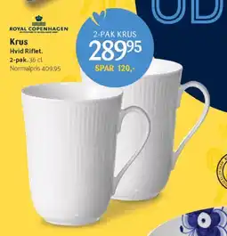 Kop & Kande 2-pak krus (Hvid Riflet) tilbud