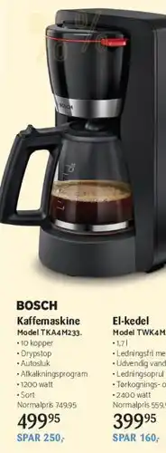 Kop & Kande BOSCH Kaffemaskine tilbud