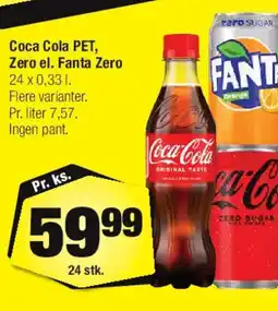 Calle Coca‑Cola / Fanta Zero PET 24 x 0.33 L tilbud