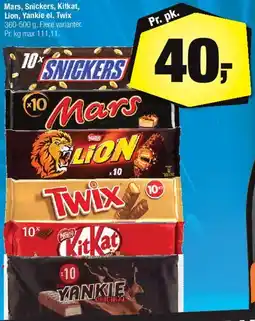 Calle Mars / Snickers / KitKat / Lion / Twix / Yankie (chokoladepakke) tilbud