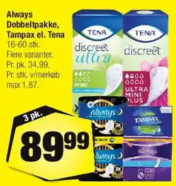 Calle Always / Tampax / TENA (dobbeltpakke) tilbud