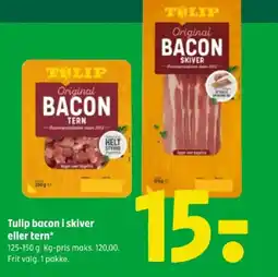 Coop 365 TULIP Bacon i skiver eller tern tilbud
