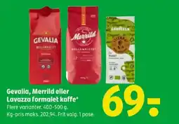 Coop 365 Gevalia, merrild eller lavazza formalet kaffe tilbud