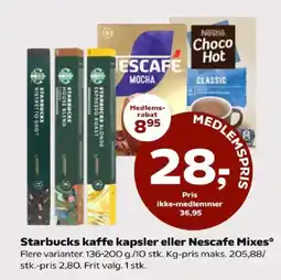 Coop 365 STARBUCKS Kaffe kapsler eller nescafe mixes tilbud