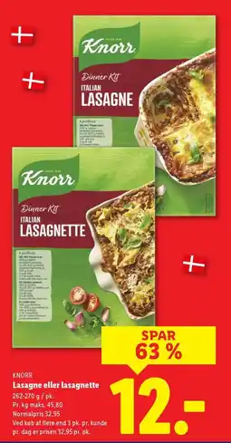 Lidl KNORR Lasagne eller lasagnette tilbud