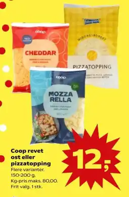 Kvickly COOP Revet ost eller pizzatopping tilbud