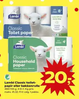 Kvickly LAMBI Classic toilet- papir eller køkkenrulle tilbud