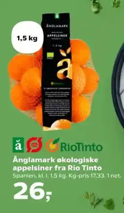 Kvickly ÄNGLAMARK Økologiske appelsiner fra rio tinto tilbud