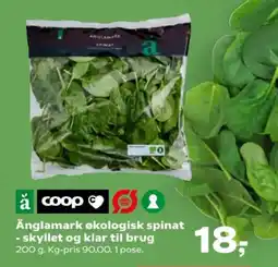 Kvickly ÄNGLAMARK Økologisk spinat - skyllet og klar til brug tilbud