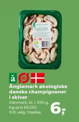 Kvickly ÄNGLAMARK Økologiske danske champignoner i skiver tilbud