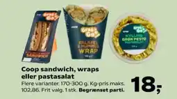 Kvickly Coop sandwich, wraps eller pastasalat tilbud