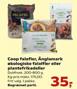 Kvickly COOP Falafler, änglamark økologiske falalfler eller plantefrikadeller tilbud
