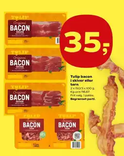 Kvickly TULIP Bacon i skiver eller tern tilbud