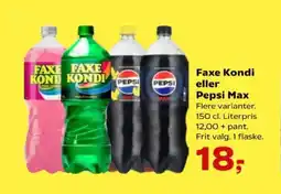 Kvickly Faxe kondi eller pepsi max tilbud