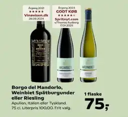 Kvickly Borgo del mandorlo, weinbiet spätburgunder eller riesling tilbud