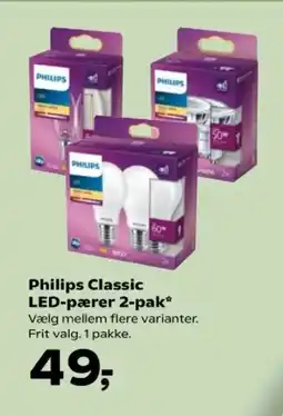 Kvickly PHILIPS Classic led-pærer 2-pak tilbud