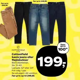 Kvickly Cottonfield basis jeans eller fløjlsbukser tilbud