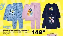 Kvickly BLUEY Pyjamas eller sweatshirt tilbud