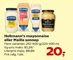 Kvickly Hellmann's mayonnaise eller maille sennep tilbud