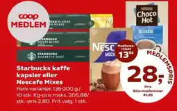 Kvickly Starbucks kaffe kapsler eller nescafe mixes tilbud