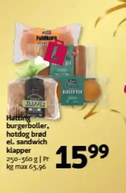 Løvbjerg HATTING Burgerboller, hotdog brød el. sandwich klapper tilbud