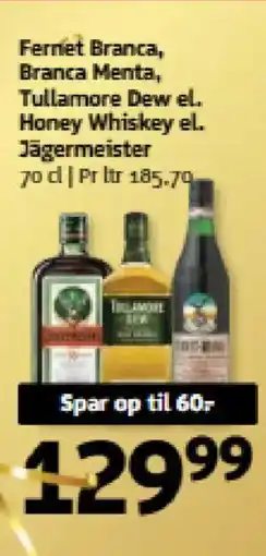 Løvbjerg Fernet branca, branca menta, tullamore dew el. honey whiskey el. jägermeister tilbud