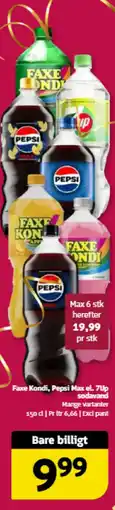 Løvbjerg Faxe kondi, pepsi max el. 7up sodavand tilbud
