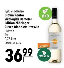 Citti Biovin Kontor Økologisk Demeter Edition Zähringer Cuvée Blanc kvalitetsvin tilbud