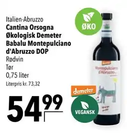 Citti Cantina Orsogna Økologisk Demeter Babalu Montepulciano d'Abruzzo DOP tilbud