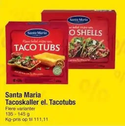 Fakta Tyskland SANTA MARIA Tacoskaller el. tacotubs tilbud