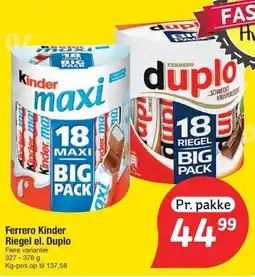 Fakta Tyskland Ferrero kinder riegel el. duplo tilbud