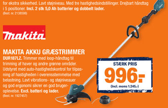Stark Makita Akku Græstrimmer DUR187LZ tilbud