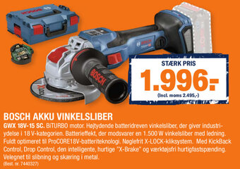 Stark Bosch Akku Vinkelsliber GWX 18V-15 SC tilbud