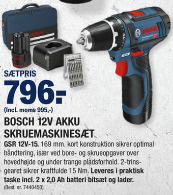 Stark Bosch 12V Akku Skruemaskinesæt GSR 12V-15 tilbud