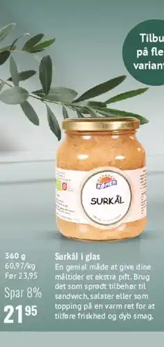 Helsam Surkål i glas tilbud