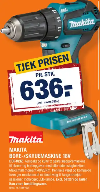 Stark Thakita Makita Bore Skruemaskine 18V DDF483Z tilbud